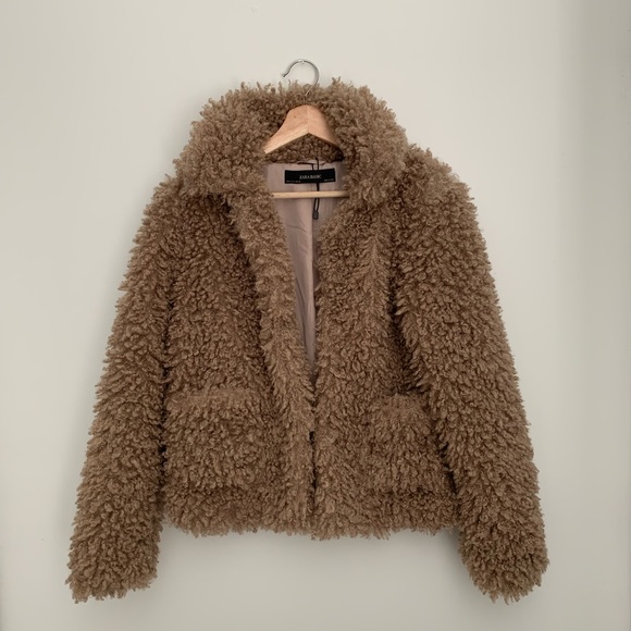zara soft faux fur coat burgundy